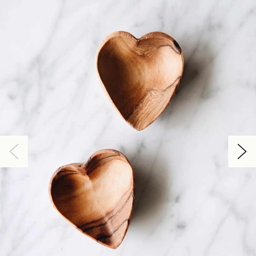 2 PCs set Anthropologie wood heart mini dish